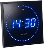 Lunartec LED Funkuhr: LED-Funk-Wanduhr mit Sekunden-Lauflicht durch Blaue LEDs (Digitale LED-Uhr mit Funk)