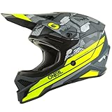 O'NEAL | Motocross-Helm | MX Enduro Motorrad | ABS-Schale, , Lüftungsöffnungen für optimale Belüftung & Kühlung | 3SRS Helmet Camo V.22 | Erwachsene | Grau Neon-Gelb | S