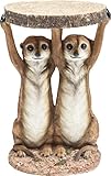 Kare Design Beistelltisch Animal Meerkat Sisters, Braun, Beistelltisch, Erdmännchen, 33 cm Durchmesser Tischplatte, 52x35x33 cm (H/B/T)