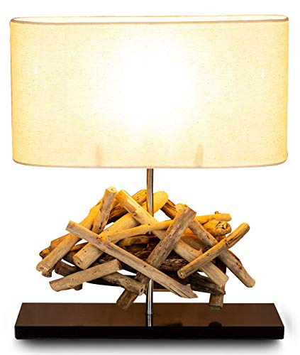 Tischlampe Höhe 42cm Treibholz Teakholz Tischleuchte Holz Lampe Leuchte Naturholz Unikat Tischdeko Holzdeko Treibholzlampe