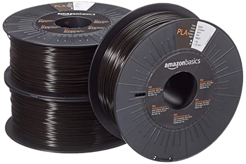 AmazonBasics 3D-Drucker-Filament aus PLA-Kunststoff, 1,75 mm, Schwarz, 1 kg pro Spule, 3 Spulen