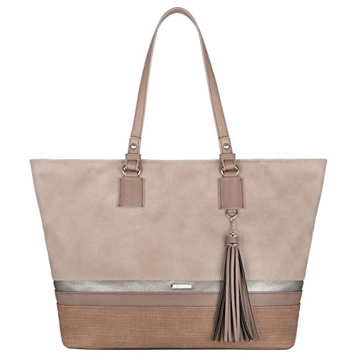 David Jones - Damen Tote Shopper Große Kapazitat - Schultertasche Weiche Leinwand Lange Henkel - Frau Mehrfarbig Gestreift Tragetasche - Shopping Handtasche A4 Arbeit Reise Schule Tasche - Pink