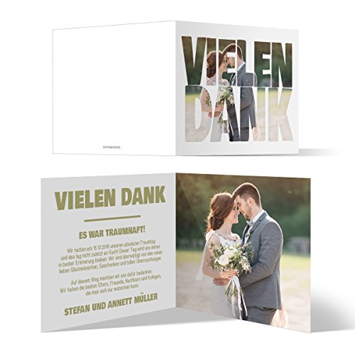 50 x Hochzeit Dankeskarten Danke Danksagungskarten Karten individuell - Fotoschrift