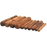 Huante Töpferwerkzeuge, Holzgriff-Rollen, Modellier-Musterrollen-Set mit verschiedenen Mustern, 10 Stück