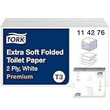 Tork 114276 extra weiches Einzelblatt Toilettenpapier in Premium Qualität für das Tork T3 Einzelblatt System / Toilettenpapier 2-lagig in Weiß, 30 Bündel a 252 Tücher (7.560 Stück)