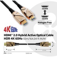 Club 3D CAC-1391 - HDMI-Kabel - HDMI (M) bis HDMI (M) - 50,0m - Hybrid Kupfer/Kohlefaser - halogenfrei, 4K Unterstützung, aktiv (CAC-1391)