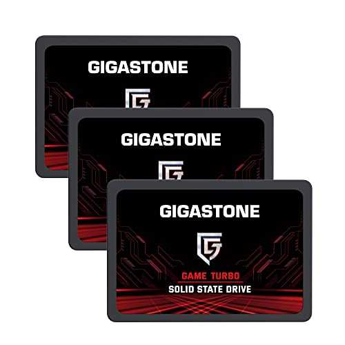 Gigastone Game Turbo SSD 256GB Pack of 3 SATA III 2.5 Inch Internal Solid State Drive, Read Speed up to 520 MB/s. 3D NAND 2.5 Inch SSD Hard Drive Compatible with PS4, Laptops PC and Desktops