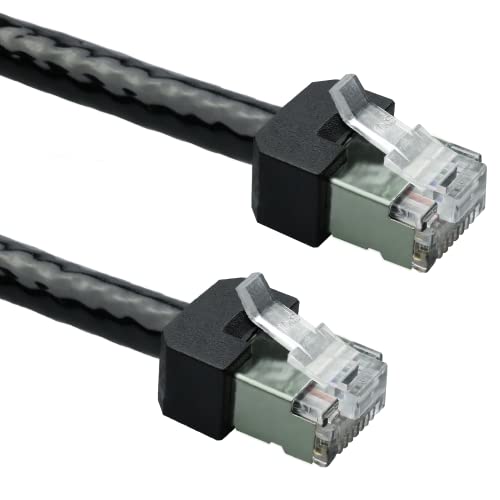 AIXONTEC 2 x 0,5m Outdoor kurzer RJ45 Stecker Netzwerkkabel Cat.7 S FTP Rohkabel Schwarz HIGH SCREEN FLEX Ethernet LAN Patchkabel 10 Gigabit Außenbereich Industrie Kabel UV-Beständig