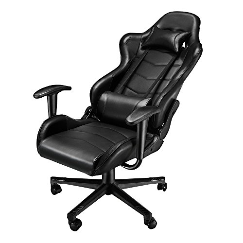 Panana Bürostuhl Gaming-Stühle Sessel Ergonomischer Gamer Stuhl mit Kopfstütze Lendenkissen 360-Grad-Drehung Gaming Chair (Schwarz)