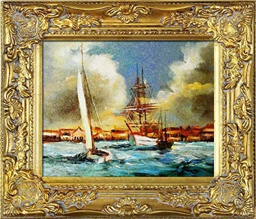 jvmoebel Gemälde Ölbild Bild Ölbilder Rahmen Bilder Seefahrt Schiffe Meer Ölgemälde 05699