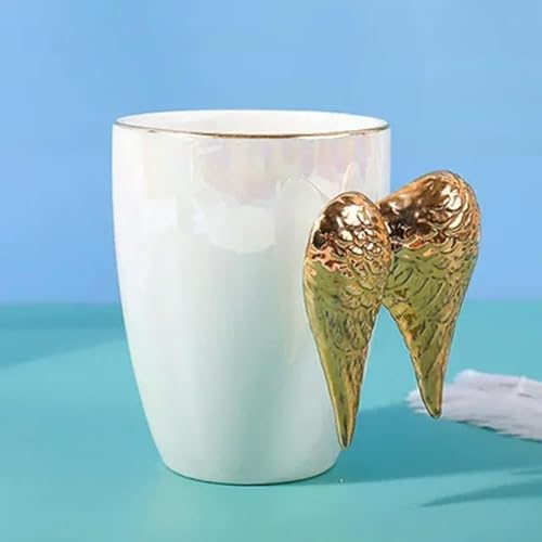 380 ml Kreative Keramik Engel Tassen Vergoldet Griff Geflügelte Tasse Gute Omens Tasse Büro Kaffee Milch Tassen Nachmittagstee tasse Geschenke