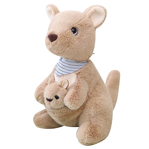 EXQUILEG Känguru Plüschtier, Känguru Kuscheltier Tier Kissen Geschenk Für Kinder/Erwachsene(Mutter und Sohn Känguru) (Braun,35CM)