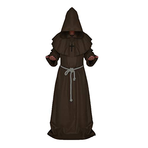 chuangminghangqi Mönch Robe Prister Gewand Mittelalter - Kostüm Renaissance Priester Robe Halloween Cosplay (S, Kaffee)