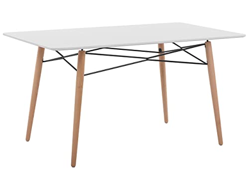 Stilvoller, praktischer Esstisch mit weißer Tischplatte 140 x 80 cm Biondi