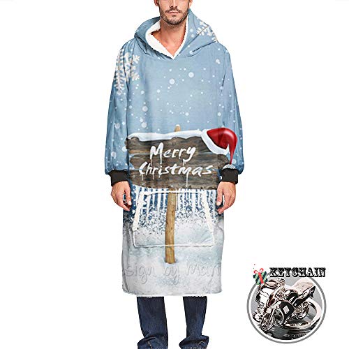 Odot Kapuzenpullover Decke mit Kapuze 3D Weihnachten Hoodie Sweatshirt Tragbare, Plüsch Pullover Weiche Warme Riesen Hoodie Fronttasche Erwachsene (Einheitsgröße (110cm/43in),Schneit)