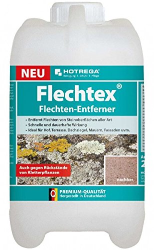HOTREGA® Flechtex Flechten-Entferner 2 l Schnelle & dauerhafte Wirkung - Ideal für Hof | Terrasse | Dachziegel | Mauern |Fassaden...
