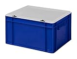 1a-TopStore Design Eurobox Stapelbox Lagerbehälter Kunststoffbox in 5 Farben und 16 Größen mit transparentem Deckel (matt) (blau, 40x30x22 cm)