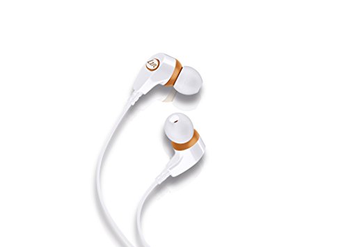 Magnat LZR 540 High Performance In-Ear-Headphone | Flachkabel mit Fernbedienung, Freisprecheinrichtung, und Knickschutz - white/orange