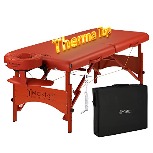 Master Massage 71cm Fairlane Mobil Massageliege ThermaTop Integrierte Heizdecke Klappbar Therapiebett Portable Beauty Bed Couch Tisch Holzbeine Tragetasche Paket