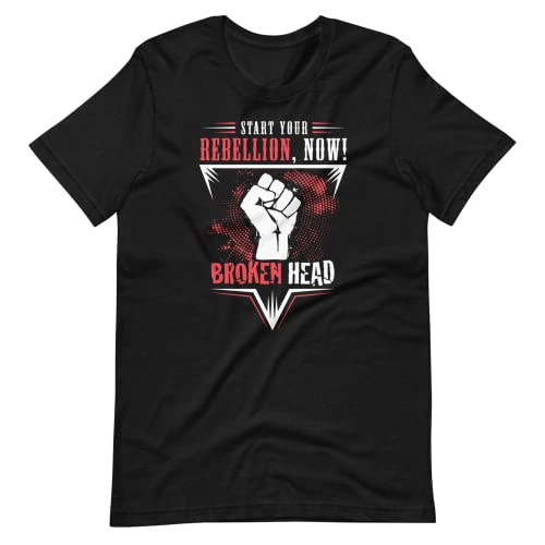 Broken Head Rebellion T-Shirt - Rebelshirt Schwarz-Rot-Weiß (XXL)