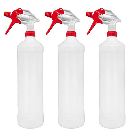 BiOHY Sprühflasche 1 Liter (3er-Set) | Chemiebeständiger Pumpsprüher für Reinigungsmittel, Öl und mehr | Pumpflaschen für Handwerk, Hobby, Kosmetik und Haushalt