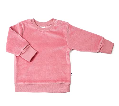 Leela Cotton Baby Kinder Nicky Sweatshirt Bio-Baumwolle 6 Farben Wählbar GOTS Jungen Mädchen Langarmshirt T-Shirt Gr. 62/68 bis 116 (128, Altrosa)