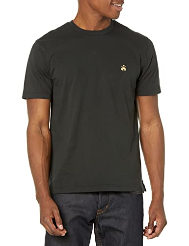 Brooks Brothers Herren-T-Shirt, kurzärmelig, Baumwolle, Rundhalsausschnitt, Logo, Schwarz, Mittel