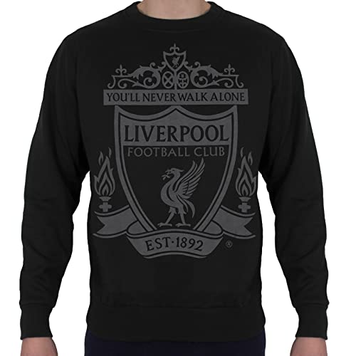 Liverpool FC - Herren Sweatshirt mit Vereinswappen - Offizielles Merchandise - Geschenk für Fußballfans - Schwarz - 3XL