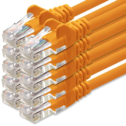 1aTTack.de Netzwerkkabel Cat.6 - orange - 10x - 7,5m - (Set) - CAT6 Ethernetkabel Lankabel 1000 Mbits (PoE) Patchkabel