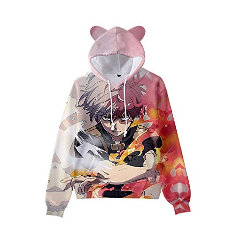 Unisex Herren Damen My Hero Academia Hoodie Sweatshirt mit niedlichem Ohr, 3D Hooded Hip Hop Harajuku Streetwear Hoodies Sweatshirts Gr. M, Typ2