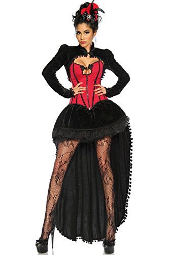 Edle Burlesque-Kostüm für Damen schwarz/rot (XXL)
