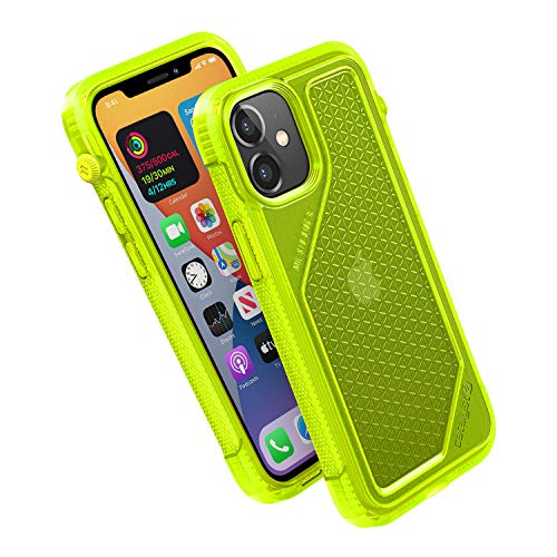Catalyst Vibe Series Hülle, designt für iPhone 12 Mini, patentierte drehbare Stummschaltung, 3 m fallfest, kompatibel mit MagSafe, Crux-Zubehör Befestigungssystem - Neon Yellow