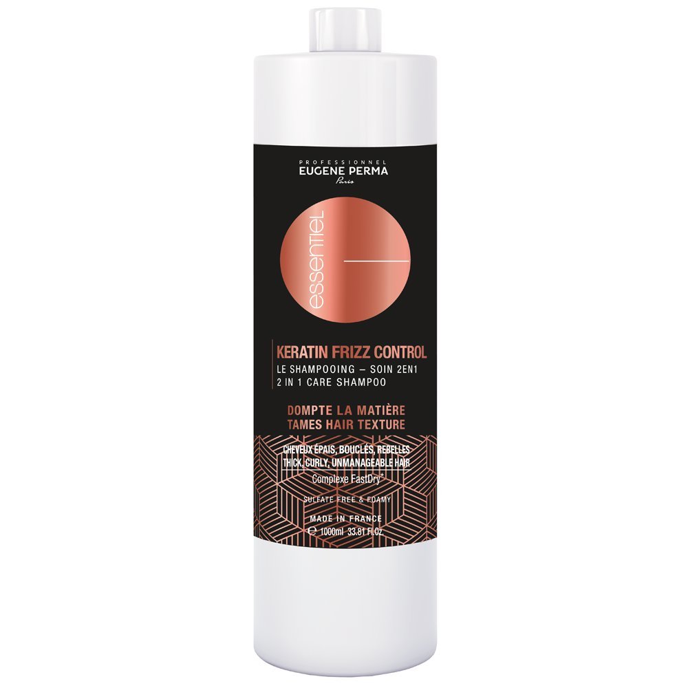 Eugene Perma Professional Shampoo 2 in 1 Keratin Frizz Control Anti-Frizz für dickes Haar/Locken/Rebellen 1 L
