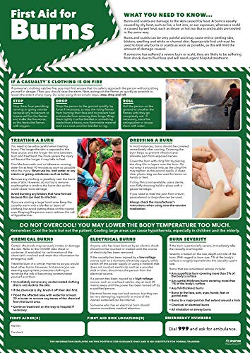 Daydream Education Erste Hilfe für Verbrennungen, Gesundheits- und Sicherheits-Poster, laminiertes Glanzpapier, 850 mm x 594 mm (A1), für Büro und Gewerbe