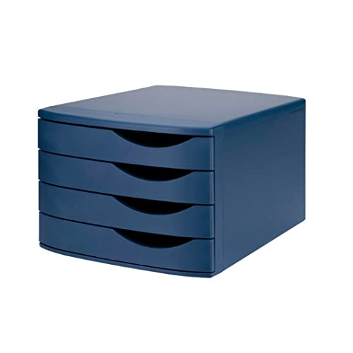 Jalema 2686374302 Re-Solution Schubladenbox, 4 geschlossene Schübe, blau