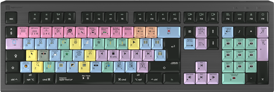 Logickeyboard LKB-FCPX10-A2M-UK Tastatur USB QWERTY UK Englisch Schwarz (LKB-FCPX10-A2M-UK)
