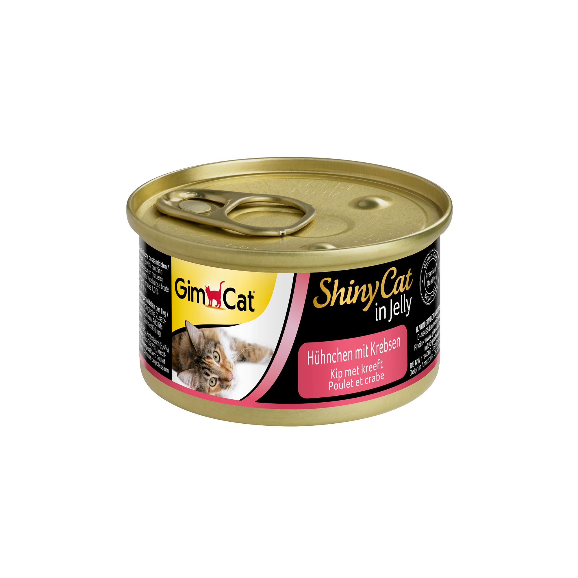 GimCat ShinyCat in Jelly Hühnchen mit Krebsen - Nassfutter mit Fleisch und Taurin für Katzen - 24 Dosen (24 x 70 g)
