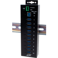 Exsys EX-1510HMVS - Managed 10 Port USB 3.2 Gen1 Metall HUB, Überspannungsschutz