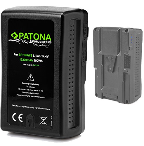 PATONA Premium V-Mount - Ersatz für Akku Sony BP-190WS - BP-GL65 BP-GL65A BP-GL95 BP-GL95A BP-190S BP-C190S echte 13200mAh zu z. B. HDW-800P PDW-850 DSR-250P DSR-600P DSR-650P usw.