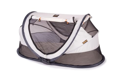 Deryan Reisebett/Travel-cot Peuter Reisebettzelt inklusive Zelt + selbstaufblasende Matratze + Baumwollbezug mit Reißverschluss mit Pop-Up innerhalb 2 Sekunden aufgebaut, cream