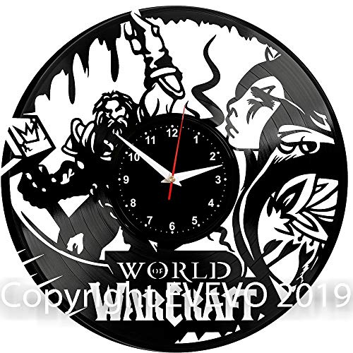 EVEVO World of Warcraft Wanduhr Vinyl Schallplatte Retro-Uhr Handgefertigt Vintage-Geschenk Style Raum Home Dekorationen Tolles Geschenk Uhr World of Warcraft