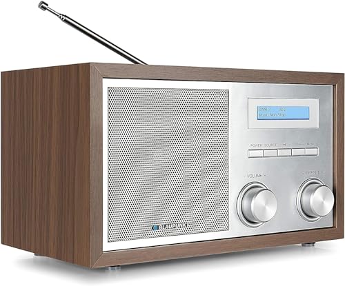 Blaupunkt RXD 180 Küchenradio Dab + (Bluetooth, Aux In, einfache Bedienung, Digital-Radio Dab Plus, Drehregler, beleuchtetes LC-Display) Holz