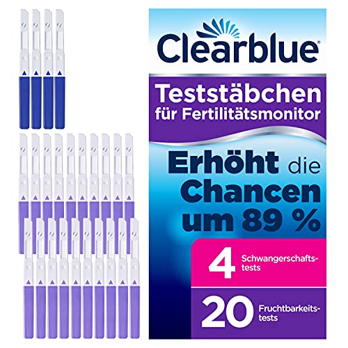 Clearblue Kinderwunsch Fertilitätsmonitor / Zykluscomputer Nachfüllpackung, 24 Tests (20x Ovulationstest / Fruchtbarkeitstest für Frauen zur Bestimmung des Eisprungs & 4x Schwangerschaftstest)