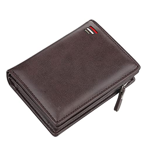 SSWERWEQ Brieftasche Herren Männer Kurze Brieftasche Vertikale Multi Schnalle Brieftasche Multi Function Zero Brieftasche Luxus Brieftasche (Color : Coffee)