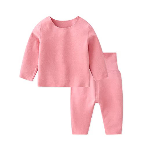 SONARIN Kinder Thermounterwäsche Set,Baby Jungen Mädchen Thermo Unterwäsche Thermo Pyjama Set Oberteile und Hose Warme Winter Baby Schlafanzug Langarm Nachtwäsche für 0-24 Monate(Rosa)