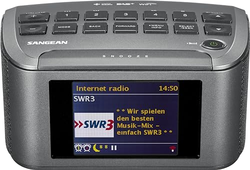 Sangean RCR-11 WF Internet Tischradio DAB+, UKW AUX, DLNA, Internetradio, USB Grau