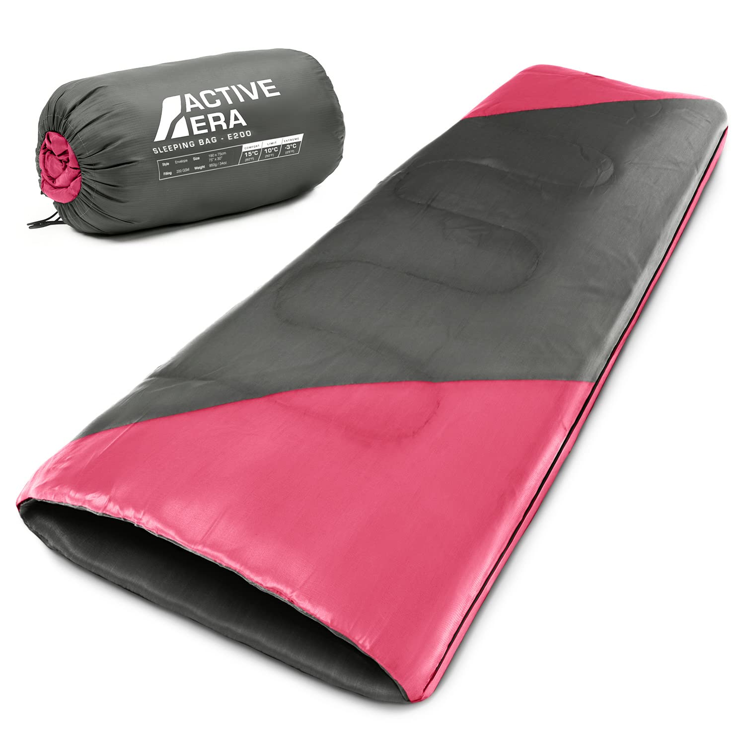 Active Era Deckenschlafsack - Sleeping Bag, -3°C bis 15°C Sommer, Frühling, Herbst - Leichter Schlafsack Outdoor und Indoor - Pink