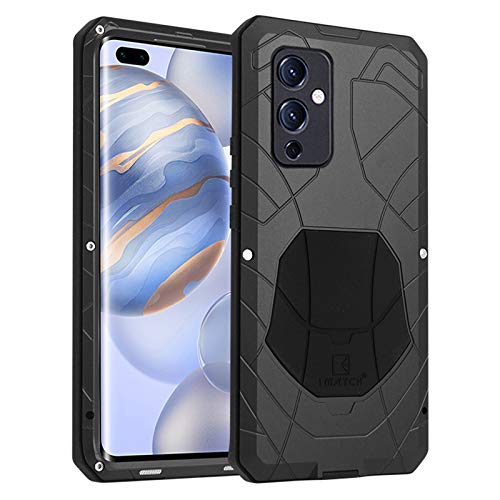 qichenlu Leichtbau Metallcase Schwarz Aluminium Bumper Hülle für OnePlus 9 Pro,Zweigeteilt Alurahmen hybrid Silikon Metall Gehäuse Stoßfest Armor Case für OnePlus 9 Pro