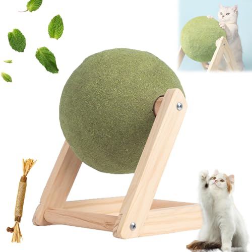 Grolomo Cat Mint Ball Toy,Catnip Floor Ball Toy,Cat Mint Ball,Rotatable Catnip Roller Ball Floor Mount,Interactive Catnip Toy,Floor Catnip Roller for Cat Playing