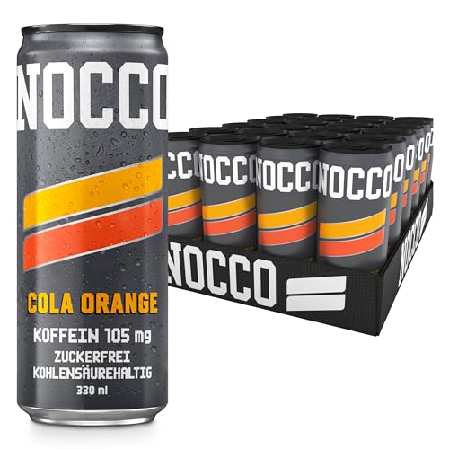 NOCCO energy drink 24er pack – zuckerfrei, vegan Energy Getränk mit Koffein & Vitaminen, 24 x 330ml inkl. Pfand (Cola Orange)